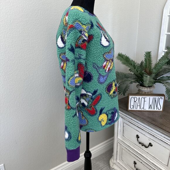 Disney Donald Duck Fuzzy Ugly Sweater Sweatshirt Adult Unisex Size Small Green - Picture 6 of 11